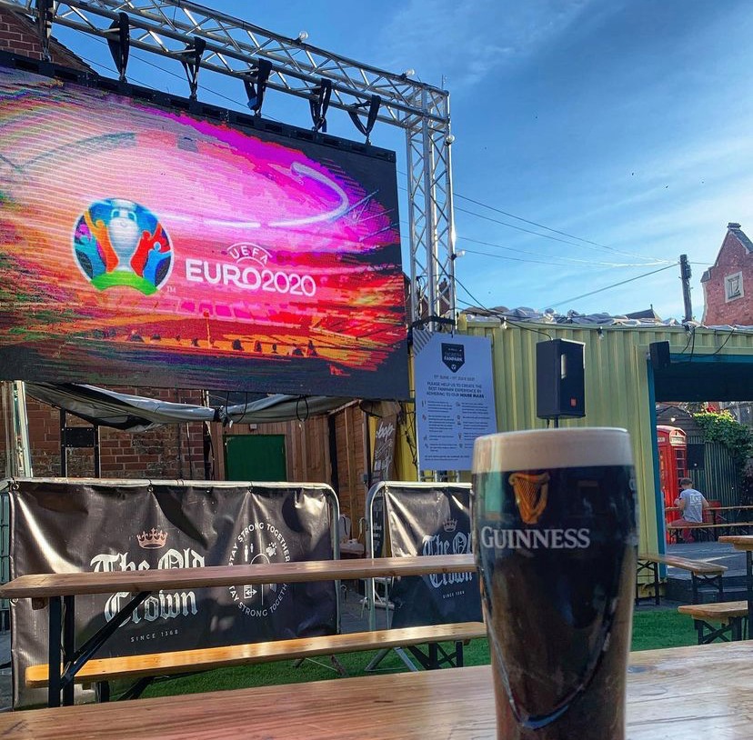 pub beer garden england v denmark euro 2020 football old crown digbeth birmingham