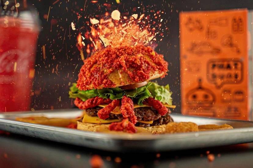 Phat Buns Birmingham Flamin' Cheetos Burger